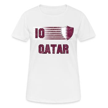 Katar Fußball Mannschaft - Frauen T-Shirt atmungsaktiv - Weiß - Vorne - AI Model Female 172 dark (172cm)