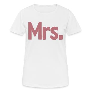 Mrs. Matching Couple Engagement Wedding Honeymoon - Women's Breathable T-Shirt - white - Front - AI Model Female 172 dark (172cm)