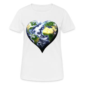 Earth Heart Heart Heart Gift Idea Planet Love - Women's Breathable T-Shirt - white - Front - AI Model Female 172 dark (172cm)