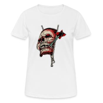Dart Shirt Skull Zip V2 RAHMENLOS Design - Frauen T-Shirt atmungsaktiv - Weiß - Vorne - AI Model Female 172 dark (172cm)