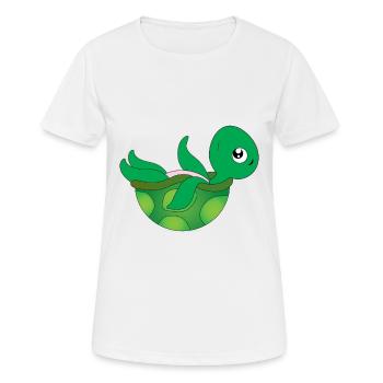 Cute turtle on his back - children motif - Women's Breathable T-Shirt - white - Front - AI Model Female 172 dark (172cm)
