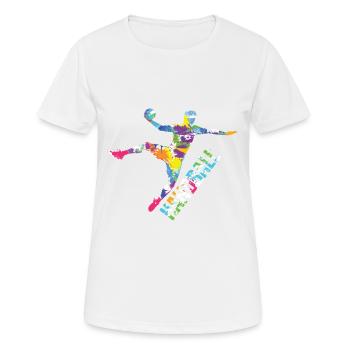 Saut de handball - T-shirt respirant Femme - blanc - Devant - AI Model Female 172 dark (172cm)