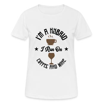 Kaffee Wein Hybrid Alkohol Kaffeesüchtig - Frauen T-Shirt atmungsaktiv - Weiß - Vorne - AI Model Female 172 dark (172cm)