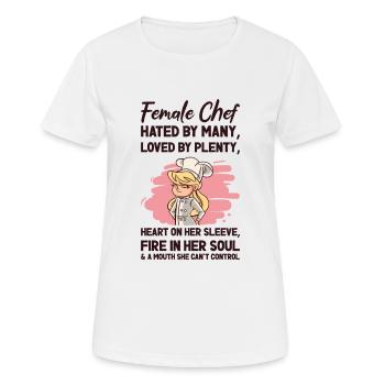 Weiblicher Chefkoch Kochen Mahlzeiten - Frauen T-Shirt atmungsaktiv - Weiß - Vorne - AI Model Female 172 dark (172cm)