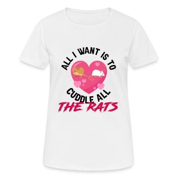 Rat Cuddling Rodent Cuddle Rat Lovers - Frauen T-Shirt atmungsaktiv - Weiß - Vorne - AI Model Female 172 dark (172cm)