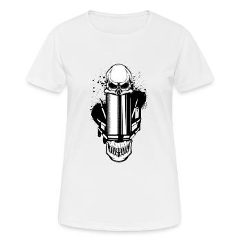 Bullets and Skull Roses Aesthetic Dripping Pattern - Women's Breathable T-Shirt - white - Front - AI Model Female 172 dark (172cm)
