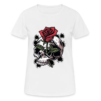 Bullets and Skull Roses Aesthetic Dripping Pattern - Women's Breathable T-Shirt - white - Front - AI Model Female 172 dark (172cm)