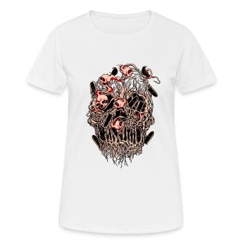 Bullets and Skull Roses Aesthetic Dripping Pattern - Women's Breathable T-Shirt - white - Front - AI Model Female 172 dark (172cm)