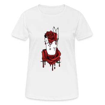 Esthétique Dark Pattern Main Saignement Tenant Rose - T-shirt respirant Femme - blanc - Devant - AI Model Female 172 dark (172cm)