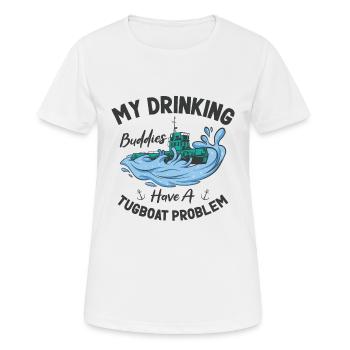 Remorqueur Drinking Buddies Alcool Remorqueur Capitaine - T-shirt respirant Femme - blanc - Devant - AI Model Female 172 dark (172cm)