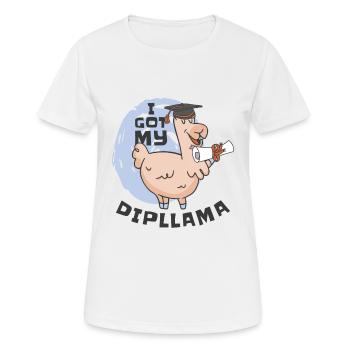 Diplôme J’ai mon Dipllama - T-shirt respirant Femme - blanc - Devant - AI Model Female 172 dark (172cm)