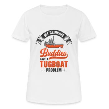 Remorqueur Drinking Buddies Alcool Remorqueur Capitaine - T-shirt respirant Femme - blanc - Devant - AI Model Female 172 dark (172cm)