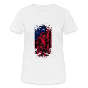 Football américain Drapeau Sports patriotiques - T-shirt respirant Femme - blanc - Devant - AI Model Female 172 dark (172cm)