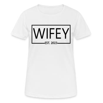 Wifey Est. 2023 Fiançailles Douche nuptiale Mariage - T-shirt respirant Femme - blanc - Devant - AI Model Female 172 dark (172cm)