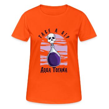 Aqua Tofana Skull Poison Bouteille - T-shirt respirant Femme - orange néon - Devant - AI Model Female 172 dark (172cm)