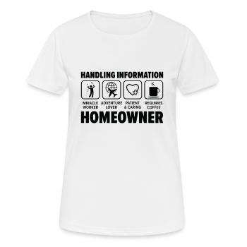 Neuer Hauseigentümer Informationen zum Umgang mit - Frauen T-Shirt atmungsaktiv - Weiß - Vorne - AI Model Female 172 dark (172cm)