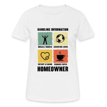 Neuer Hauseigentümer Informationen zum Umgang mit - Frauen T-Shirt atmungsaktiv - Weiß - Vorne - AI Model Female 172 dark (172cm)