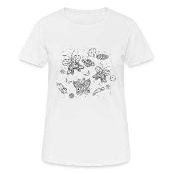 Himmlischer Schmetterling Nachthimmel Linienkunst - Frauen T-Shirt atmungsaktiv - Weiß - Vorne - AI Model Female 172 dark (172cm)