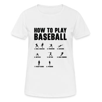 Comment jouer au baseball étape par étape - T-shirt respirant Femme - blanc - Devant - AI Model Female 172 dark (172cm)