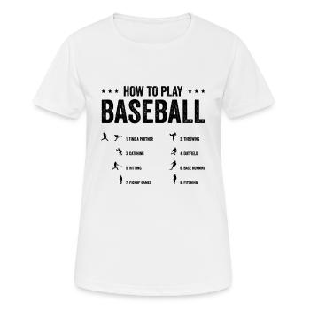 Comment jouer au baseball étape par étape - T-shirt respirant Femme - blanc - Devant - AI Model Female 172 dark (172cm)