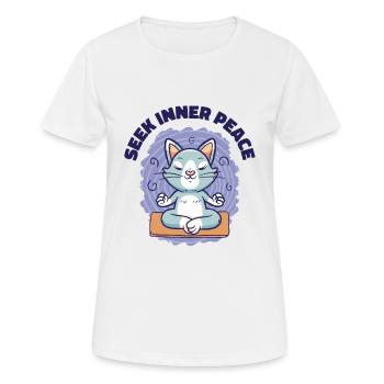 Gelassenheit Katze Yoga Katzenbesitzer Meditation - Frauen T-Shirt atmungsaktiv - Weiß - Vorne - AI Model Female 172 dark (172cm)