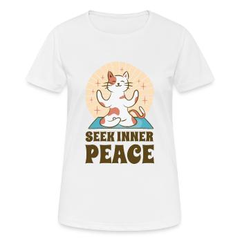 Gelassenheit Katze Yoga Katzenbesitzer Meditation - Frauen T-Shirt atmungsaktiv - Weiß - Vorne - AI Model Female 172 dark (172cm)