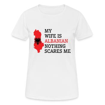 Rien ne me fait peur femme albanaise Albanie - T-shirt respirant Femme - blanc - Devant - AI Model Female 172 dark (172cm)
