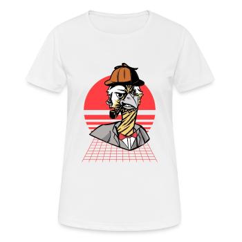 Detective Ostrich Animal Smoking Formal Suit - Women's Breathable T-Shirt - white - Front - AI Model Female 172 dark (172cm)