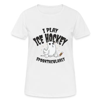 Eishockey Sport Halloween Saison Geisterspieler - Frauen T-Shirt atmungsaktiv - Weiß - Vorne - AI Model Female 172 dark (172cm)