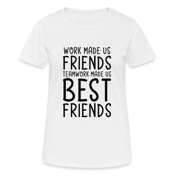 Collègue de travail Meilleur ami Travail d’équipe au bureau - T-shirt respirant Femme - blanc - Devant - AI Model Female 172 dark (172cm)