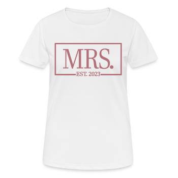 Mme Est. 2023 Fiançailles Mariage Douche nuptiale - T-shirt respirant Femme - blanc - Devant - AI Model Female 172 dark (172cm)