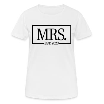 Mme Est. 2023 Fiançailles Mariage Douche nuptiale - T-shirt respirant Femme - blanc - Devant - AI Model Female 172 dark (172cm)