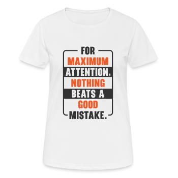 Attention maximale Bonnes erreurs - T-shirt respirant Femme - blanc - Devant - AI Model Female 172 dark (172cm)