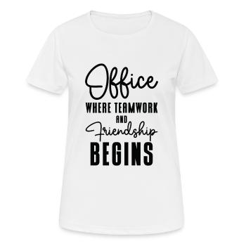 Collègue Amitié Bureau Travail Famille - T-shirt respirant Femme - blanc - Devant - AI Model Female 172 dark (172cm)