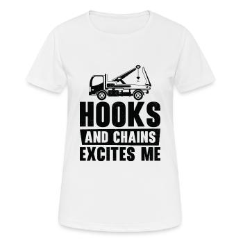 Abschleppwagenfahrer Pannenhilfe Lkw-Haken Ketten - Frauen T-Shirt atmungsaktiv - Weiß - Vorne - AI Model Female 172 dark (172cm)