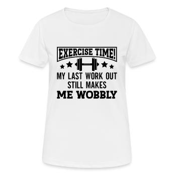 Sore muscles Workout Wobbly Gym Body Builder - Women's Breathable T-Shirt - white - Front - AI Model Female 172 dark (172cm)