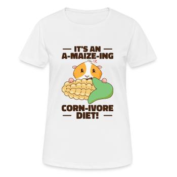 Cute Animal Hamster Corn Pet Food Hamster Lover - Women's Breathable T-Shirt - white - Front - AI Model Female 172 dark (172cm)