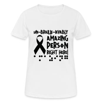 Braille Blind Blindness Awareness Visually - Women's Breathable T-Shirt - white - Front - AI Model Female 172 dark (172cm)
