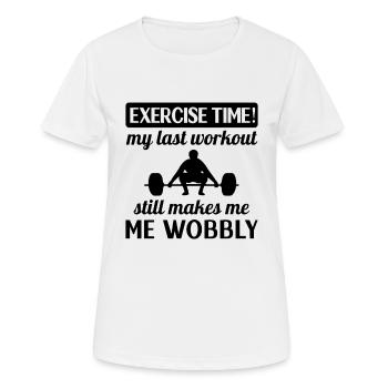 Sore muscles Workout Wobbly Gym Body Builder - Women's Breathable T-Shirt - white - Front - AI Model Female 172 dark (172cm)