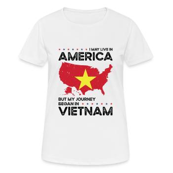 Né vietnamien Vietnam États-Unis - T-shirt respirant Femme - blanc - Devant - AI Model Female 172 dark (172cm)