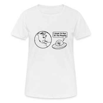 Space Alien Astronomy Alien Spaceship Comic - T-shirt respirant Femme - blanc - Devant - AI Model Female 172 dark (172cm)