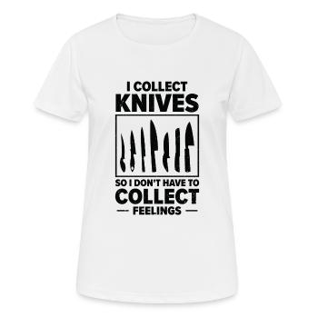 Messersammler Messer Sammeln - Frauen T-Shirt atmungsaktiv - Weiß - Vorne - AI Model Female 172 dark (172cm)