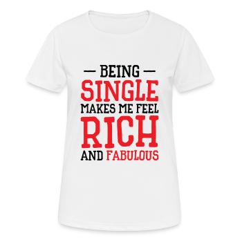 Statut de relation de célibataire Fabuleux célibataire riche - T-shirt respirant Femme - blanc - Devant - AI Model Female 172 dark (172cm)