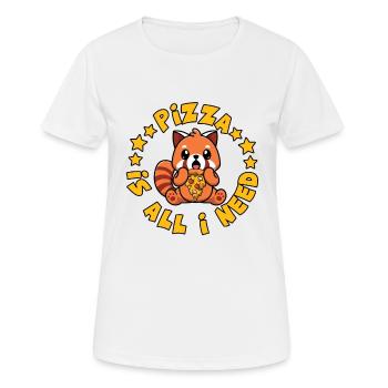 Niedliches Tier Roter Panda Pizza Fan isst Fast - Frauen T-Shirt atmungsaktiv - Weiß - Vorne - AI Model Female 172 dark (172cm)