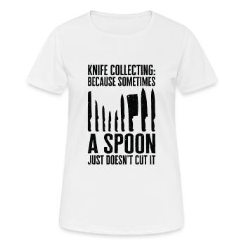 Messersammler Messer Sammeln - Frauen T-Shirt atmungsaktiv - Weiß - Vorne - AI Model Female 172 dark (172cm)