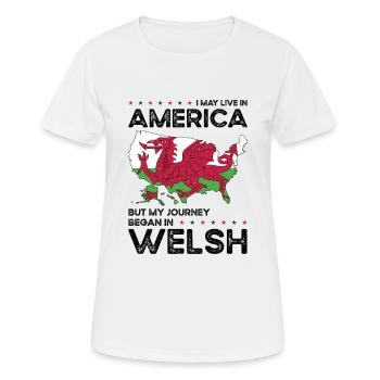 Geboren in Walisisch Wales Amerikanisch USA - Frauen T-Shirt atmungsaktiv - Weiß - Vorne - AI Model Female 172 dark (172cm)