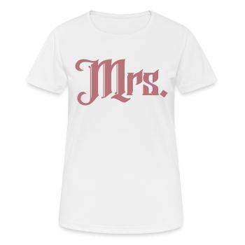 Mme Matching Couple Fiançailles Mariage Lune de miel - T-shirt respirant Femme - blanc - Devant - AI Model Female 172 dark (172cm)