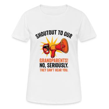 Ruhestand Großeltern Vintage Shoutout Megaphon - Frauen T-Shirt atmungsaktiv - Weiß - Vorne - AI Model Female 172 dark (172cm)