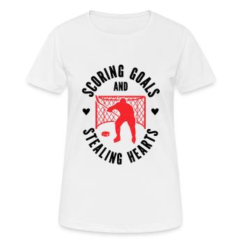 Valentinstag Eishockey Sport Paare Dating - Frauen T-Shirt atmungsaktiv - Weiß - Vorne - AI Model Female 172 dark (172cm)
