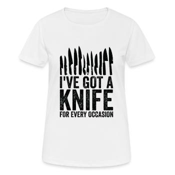 Messersammler Messer Sammeln - Frauen T-Shirt atmungsaktiv - Weiß - Vorne - AI Model Female 172 dark (172cm)